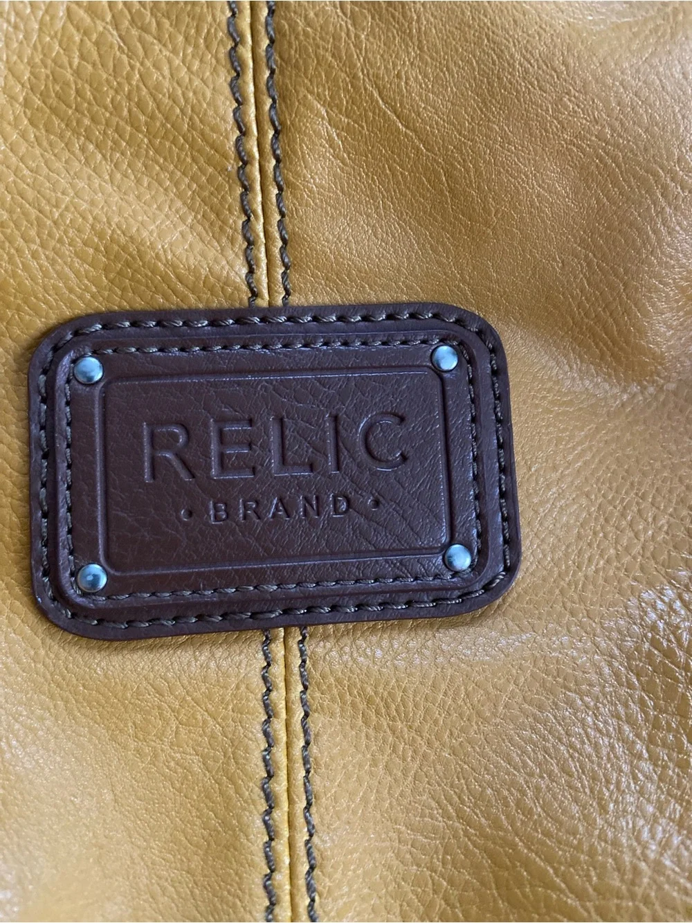 Relic Mustard Tan Pebbled Leather Shoulder Bag with Braided Handles